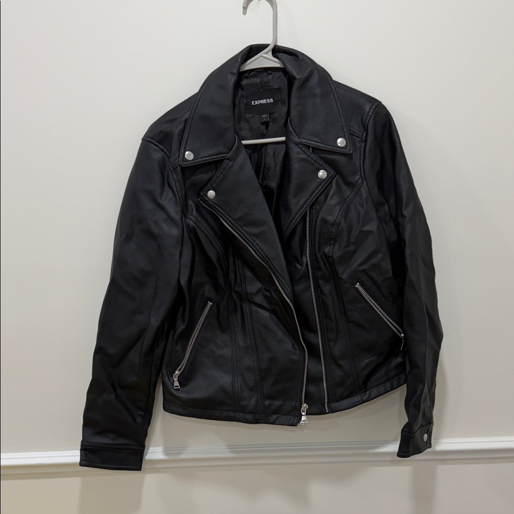 Express Women's Black Leather Moto Jacket